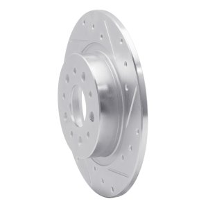 Fiat 500L Brake Rotor (1) - Rear Right - R1 Concepts - Drilled & Slotted - Silver - `14-`19